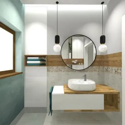 Wizualizacja projektu łazienki - projektant wnętrz Joanna Piechota, Wnętrza z pasją
